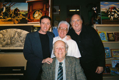 Bruce Crawford, Ray Harryhausen (seated), Arnold Kunert and 